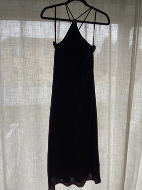 Naked Zebra Wine Strappy Midi Slip Dress